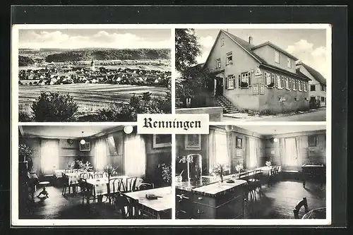AK Renningen, Gasthaus zum Rappen, Ortsansicht