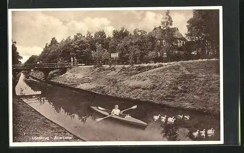 AK Winkel b. Gifhorn, Gasthaus Lönskrug am Allerkanal