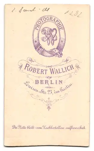 Fotografie Robert Wallich, Berlin, Louisenstrasse 23, Ulan in Uniform mit Epauletten, Säbel & Portepee