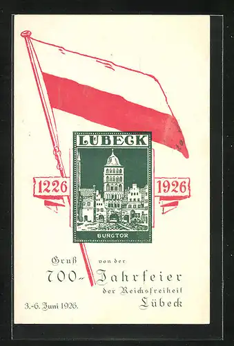 AK Lübeck, Gruss von der 700-Jahrfeier der Reichsfreiheit 1926