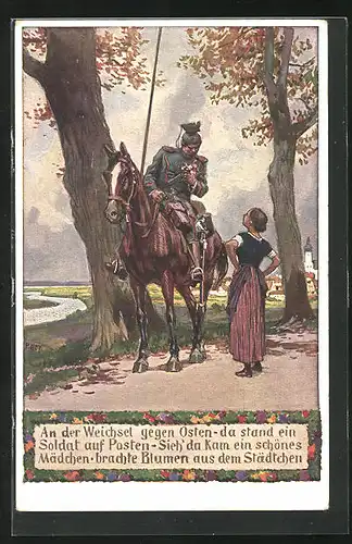 Künstler-AK Paul Hey: Verein für das Deutschtum im Ausland, Unsere Feldgrauen, An der Weichsel gegen Osten...