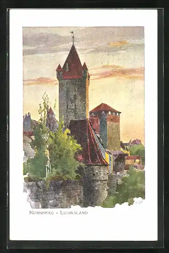 Künstler-AK Heinrich Kley: Nürnberg, Luginsland