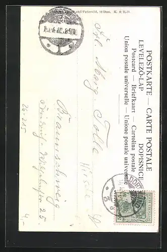 Künstler-AK M. Müller jun.: Röhrender Hirsch