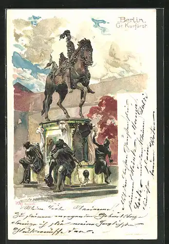 Künstler-AK Heinrich Kley: Berlin, Denkmal vom Gr. Kurfürsten