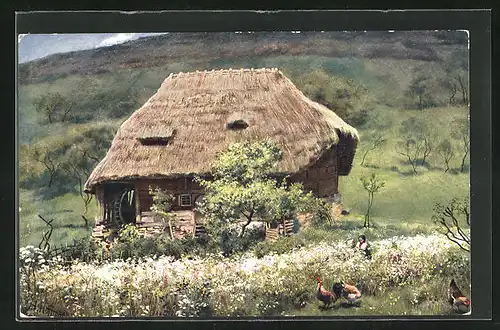 Künstler-AK Heinrich Hoffmann: Alte Mühle im Schwarzwald