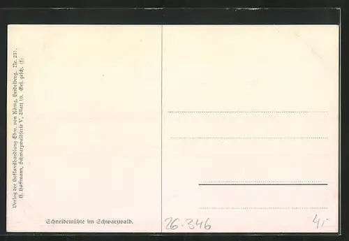 Künstler-AK Heinrich Hoffmann: Schneidemühle im Schwarzwald