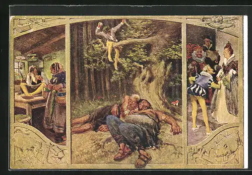 Künstler-AK Paul Hey: Das tapfere Schneiderlein, Szenen aus dem Märchen