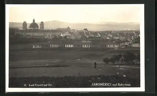 AK Jaromerice /Jaromeritz, Teilansicht der Stadt mit Schloss