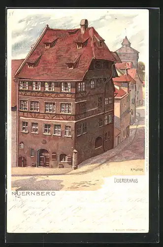 Künstler-AK Karl Mutter: Nürnberg, Strassenpartie mit Duererhaus