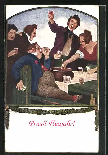Künstler-AK Ludwig von Zumbusch: Neujahrsanstossen