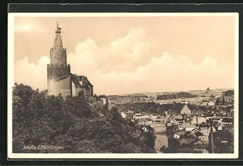 AK Weida i. Thüringen, Teilansicht mit Schloss