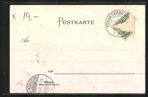 Lithographie Kyffhäuser, Gasthaus, Kyffhäuser-Denkmal, Reiterstandbild