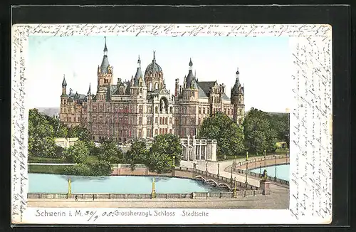 Goldfenster-AK Schwerin i. M., Grossherzogliches Schloss