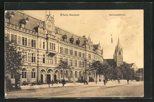 AK Erfurt, Hauptpost mit Kaufmannskirche