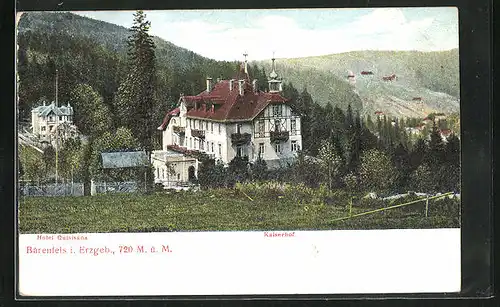 Relief-AK Bärenfels i. Erzgeb., Hotel Kaiserhof, Quisisana