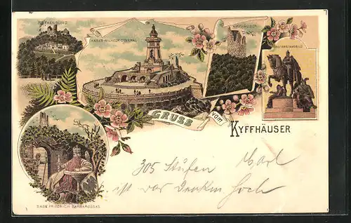 Künstler-AK Kyffhäuser, Kaiser-Wilhelm-Denkmal, Kyffhäuser, Reiterstandbild