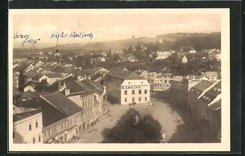AK Velke Mezirici, Strassenpartie mit Gebäudeansicht