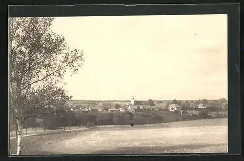 AK Radostin, Gesamtansicht des Ortes mit Feld