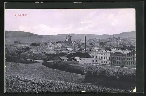 AK Humpolec, Stadtansicht mit Grünfläche
