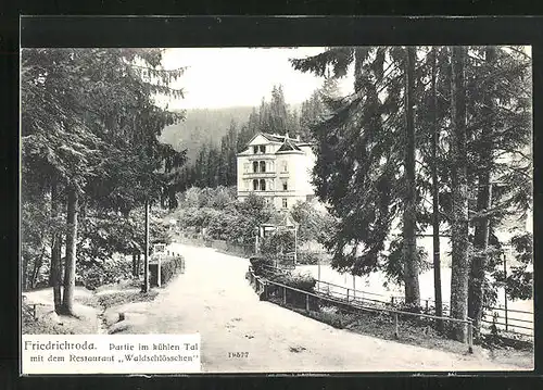 AK Friedrichroda, Partie im kühlen Tal mit dem Restaurant Waldschlösschen