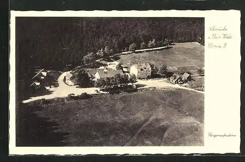 AK Schmücke /Thür. Wald, Fliegeraufnahme von Häusern am Wald