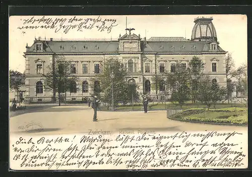 AK Zwickau, Blick auf Kaiserl. Postamt