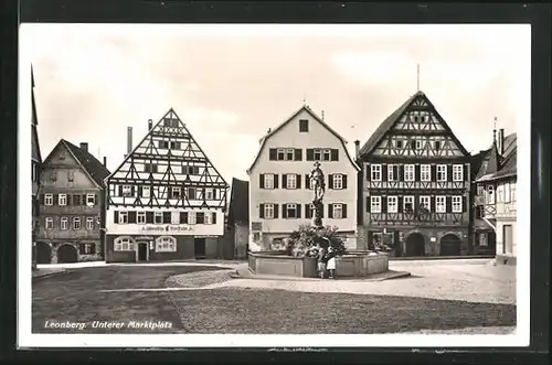 AK Leonberg, Unterer Marktplatz, Gasthaus altdeutsche Bierstube