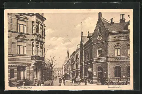 AK Euskirchen, Bahnhofstrasse mit kaiserlichem Postamt