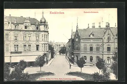 AK Euskirchen, Bahnhofstrasse mit Hotel zur Post