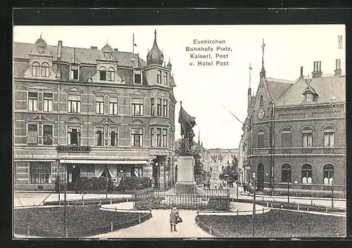 AK Euskirchen, Bahnhofs-Platz, Kaiserliches Postamt, Hotel Post
