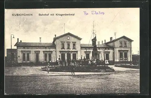 AK Euskirchen, Bahnhof mit Kriegerdenkmal