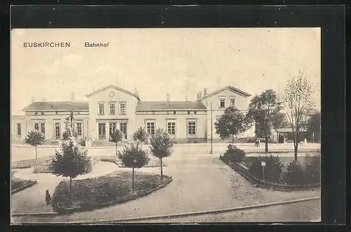 AK Euskirchen, Bahnhof mit Gartenanlage