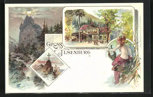 Lithographie Ilsenburg, Hotel zur Prinzessin Ilse