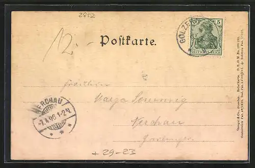 Relief-AK Grossenhain, Rathaus mit Marktständen davor