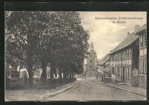 AK Benneckenstein, Zollhäuserstrasse mit Kirche