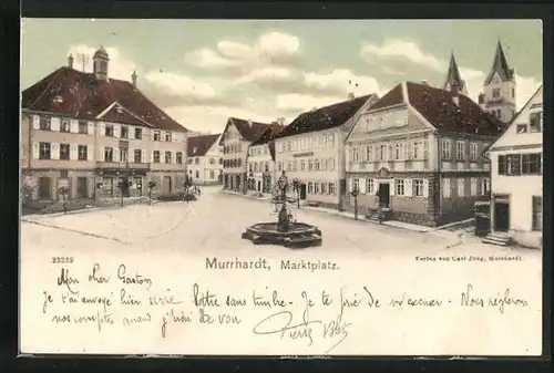 AK Murrhardt, Marktplatz mit Brunnen