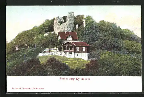 Relief-AK Rothenburg a. Kyffhäuser, Hotel und Ruine Rothenburg