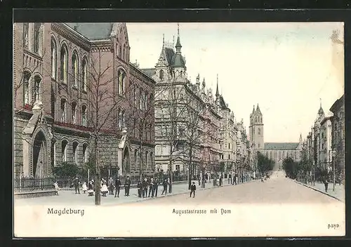 AK Magdeburg, Augustastrasse mit Dom