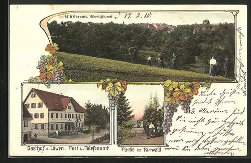 AK Mittelbronn, Gasthof z. Löwen, Partie im Kurwald