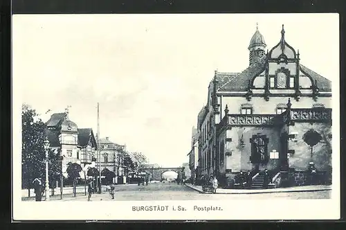 AK Burgstädt i. Sa., Postplatz