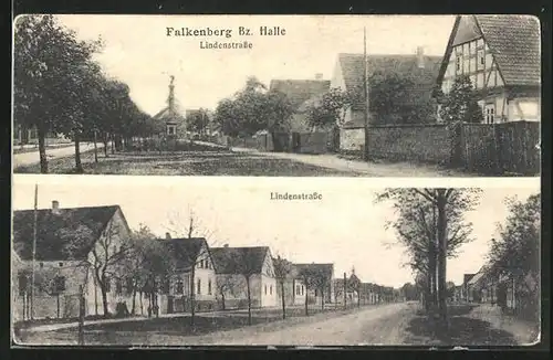 AK Falkenberg Bz. Halle, Ansichten der Lindenstrasse