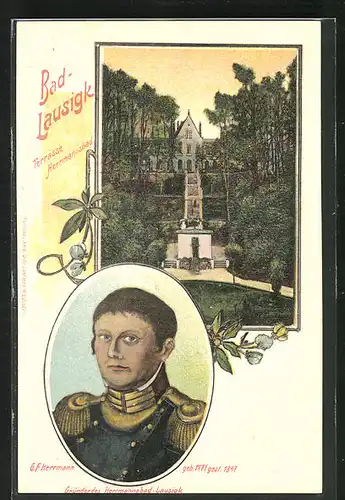 Relief-AK Bad Lausigk, Restaurant Terrasse Herrmannsbad