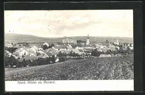 AK Nové Mesto na Morave, Aussicht vom Acker aus