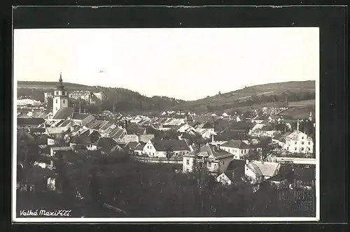 AK Velke Mezirici, Blick über Dächer des Ortes