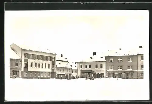 AK Nové Mesto na Morave, Schneebedeckter Marktplatz