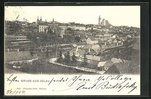 AK Iglau, Teilansicht mit Blick auf Kirche