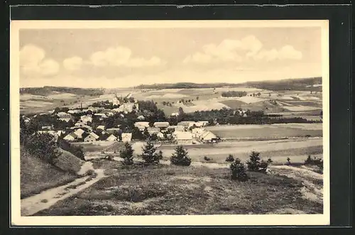 AK Trhova Kamenice, Ortsansicht von Anhöhe