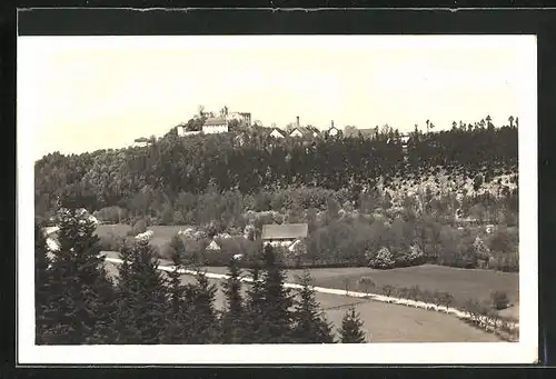 AK Kosumberk, Hrad, Blick auf Ort mit Burg