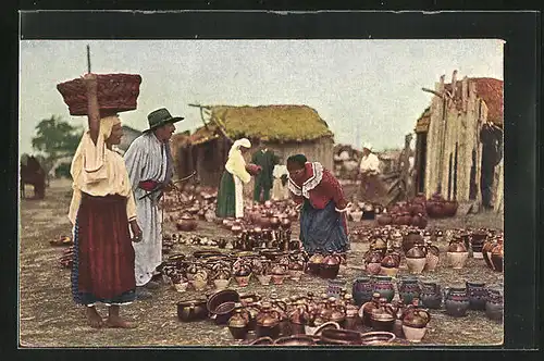 AK Szene mit Einheimischen auf dem Topfmarkt