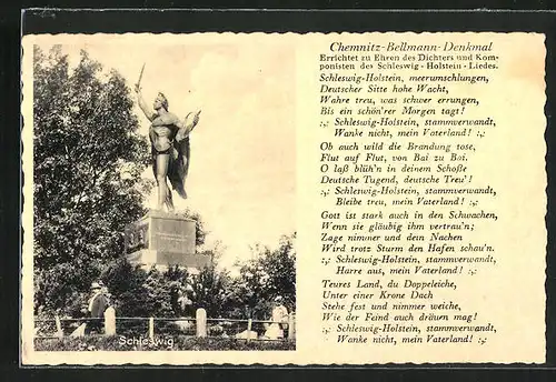AK Schleswig, Abbildung des Chemnitz-Bellmann-Denkmals